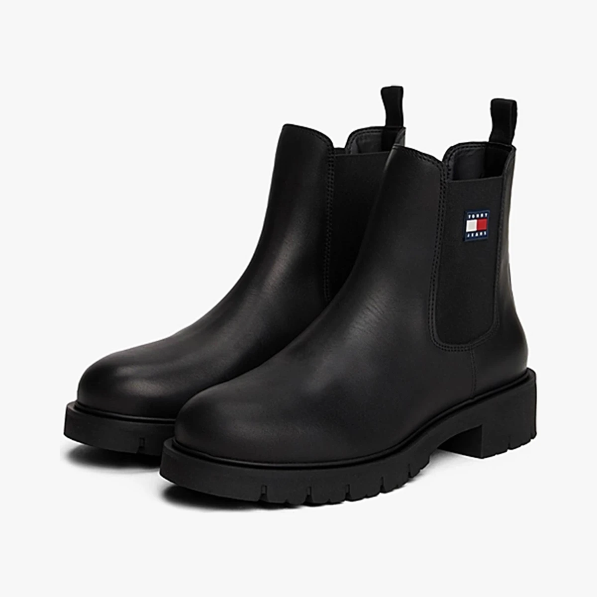 Tommy Jeans Leather Chelsea Boots in Black