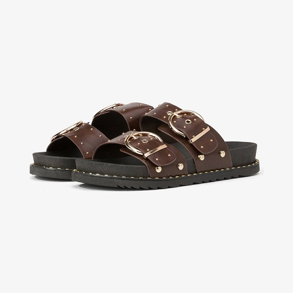 Tiffosi Flip Flops With Buckles in Brown