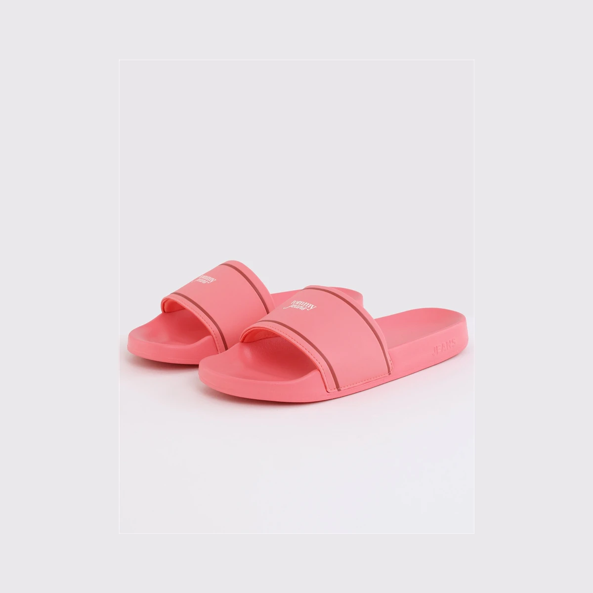 Tommy Jeans Logo Contoured Pool Slides in Pink