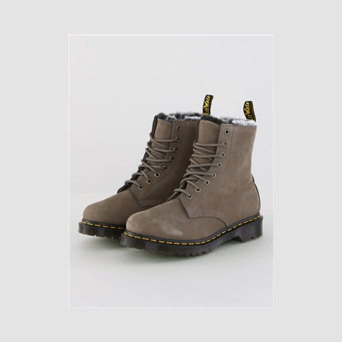 Dr. Martens 1460 Serena Faux Fur Lined Nubuck Boots in Grey
