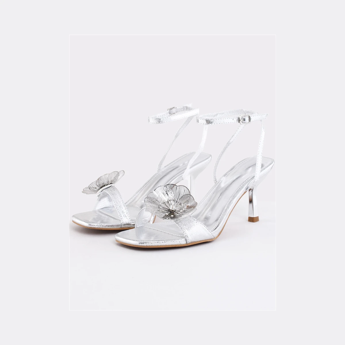 Public Desire Enchanted Square Toe Heels in Silver