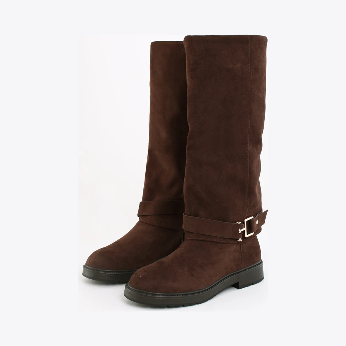 Truffle Knee High Biker Boots in Brown