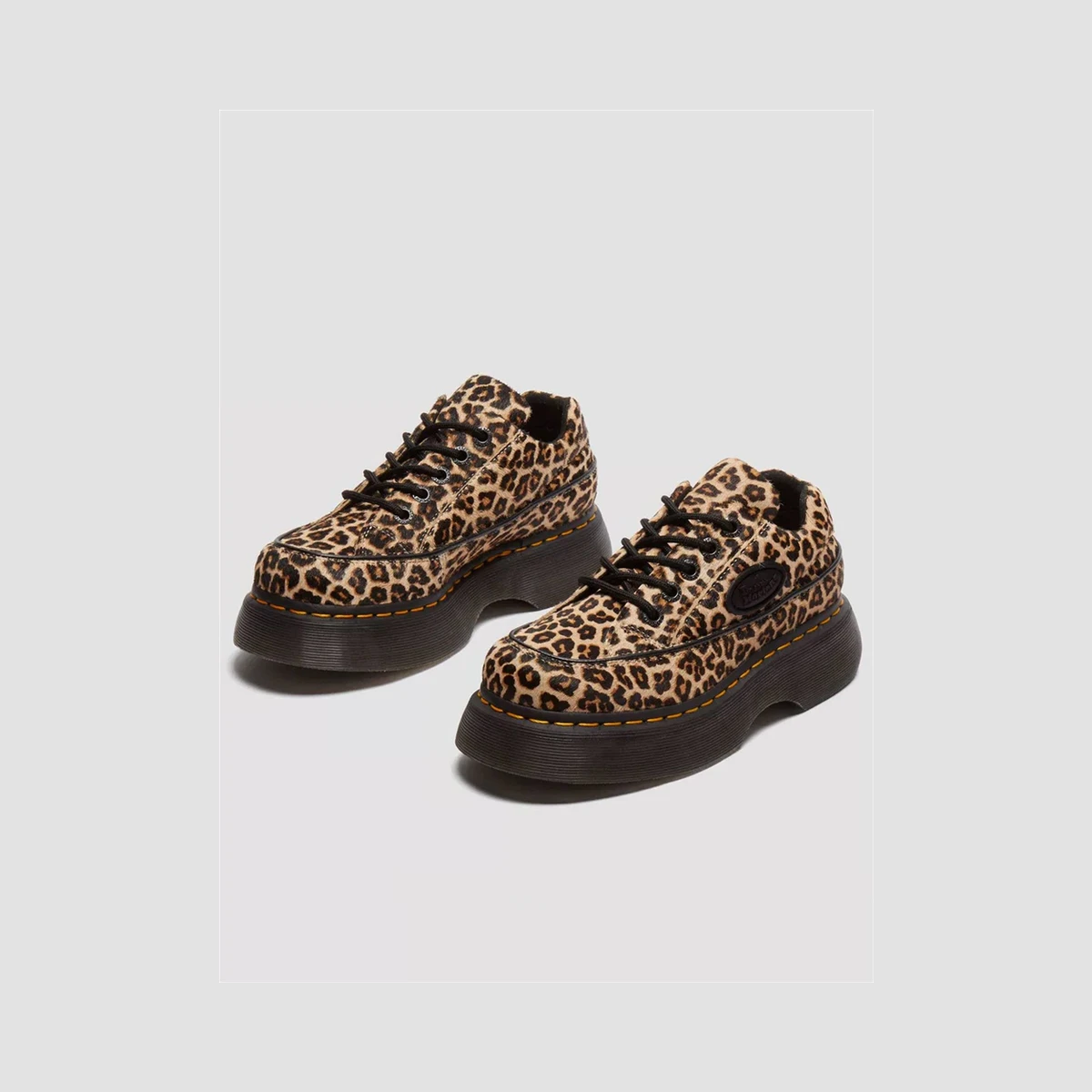 Dr. Martens Buzz 5-Eye Leopard Shoes in Brown
