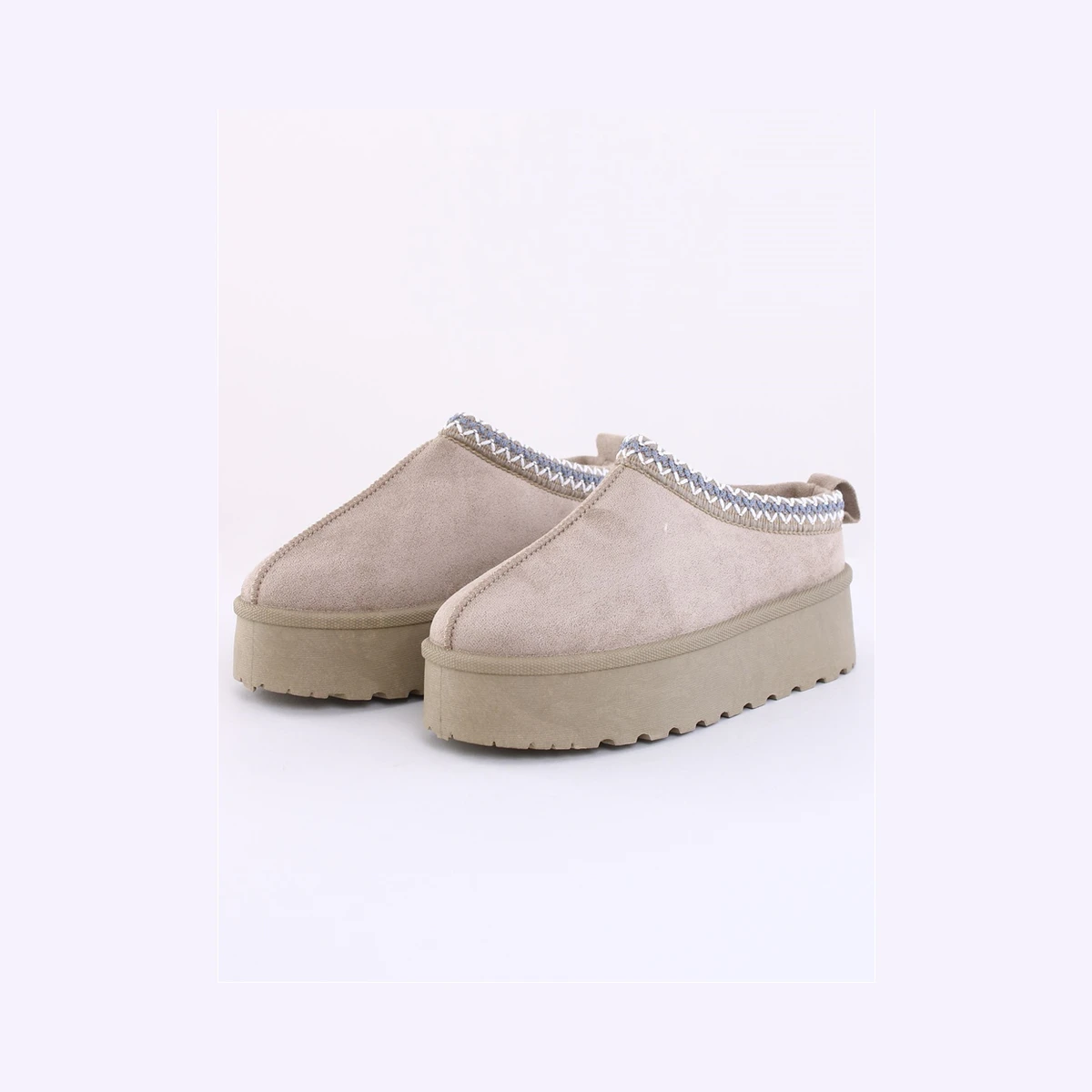 Truffle Platform Braided Slip On Shoe in Grey
