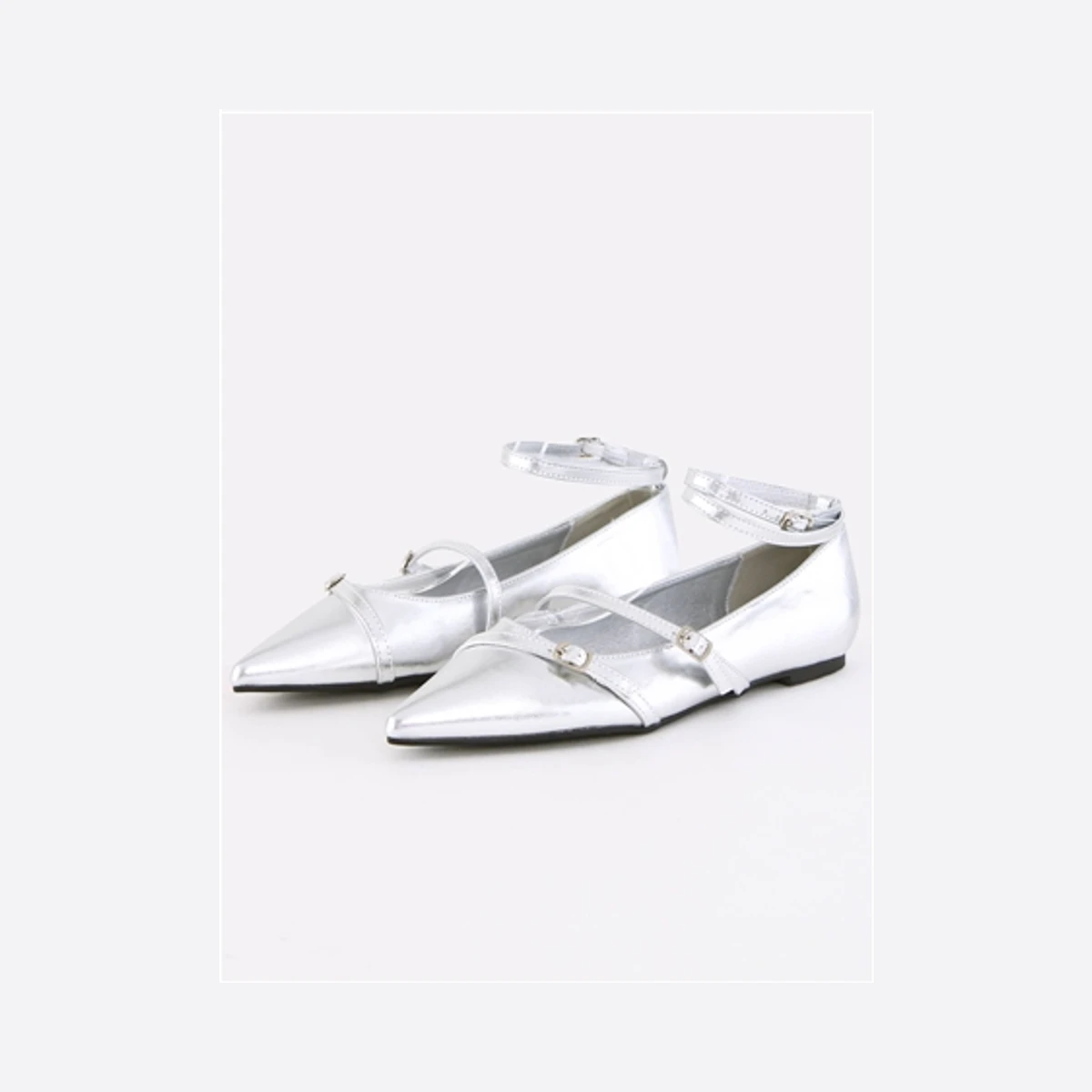 Public Desire Debutante Pointed Ballet Shoe in Silver