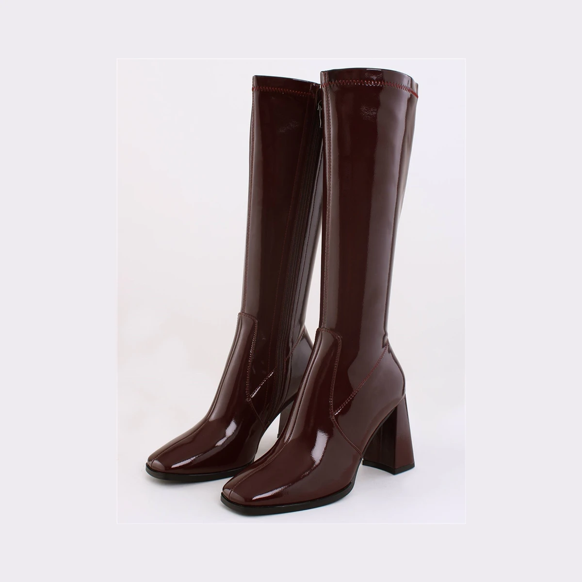 Redz Patent Knee High Boot in Red
