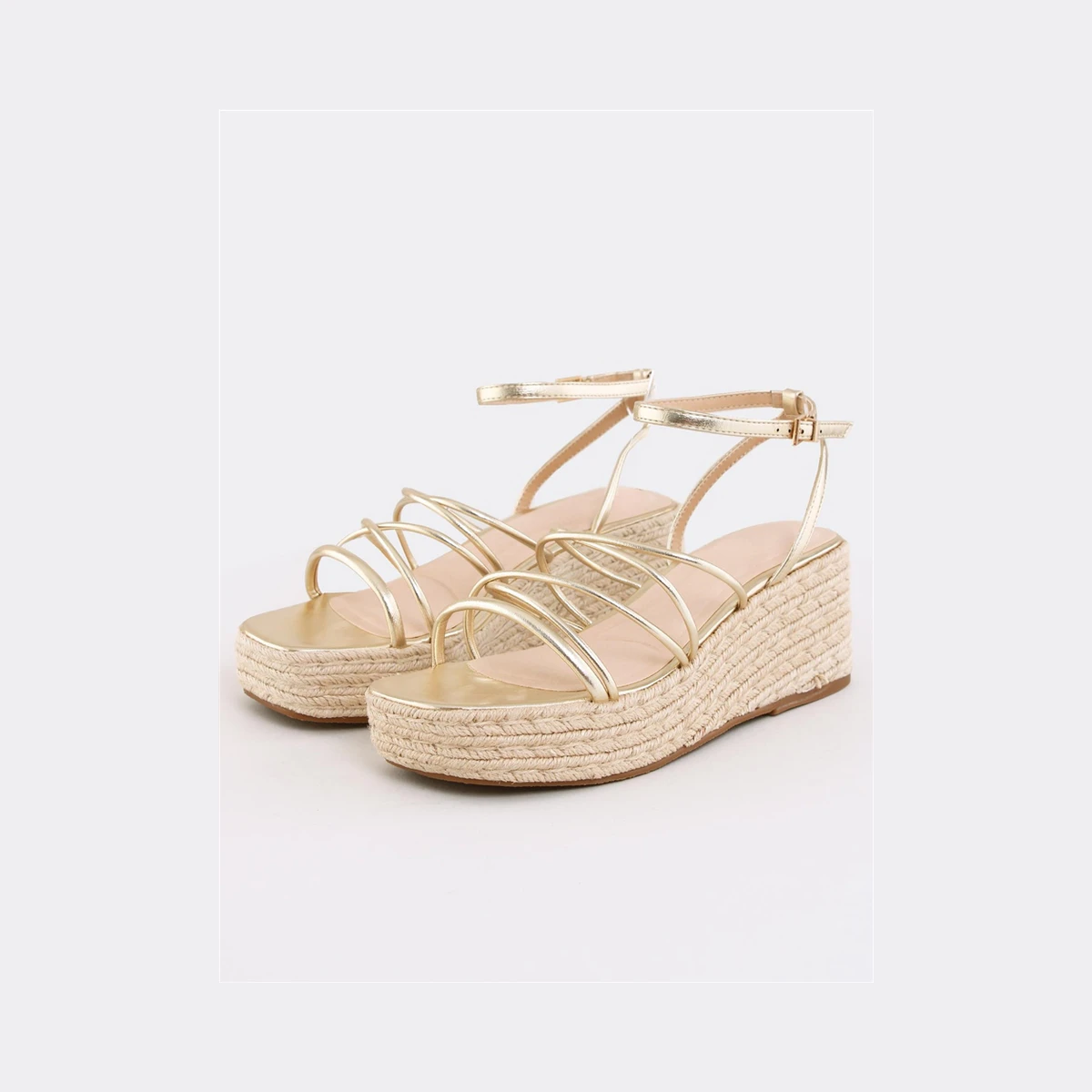 Truffle Playa Wedge Espadrille Strap Sandal in Gold