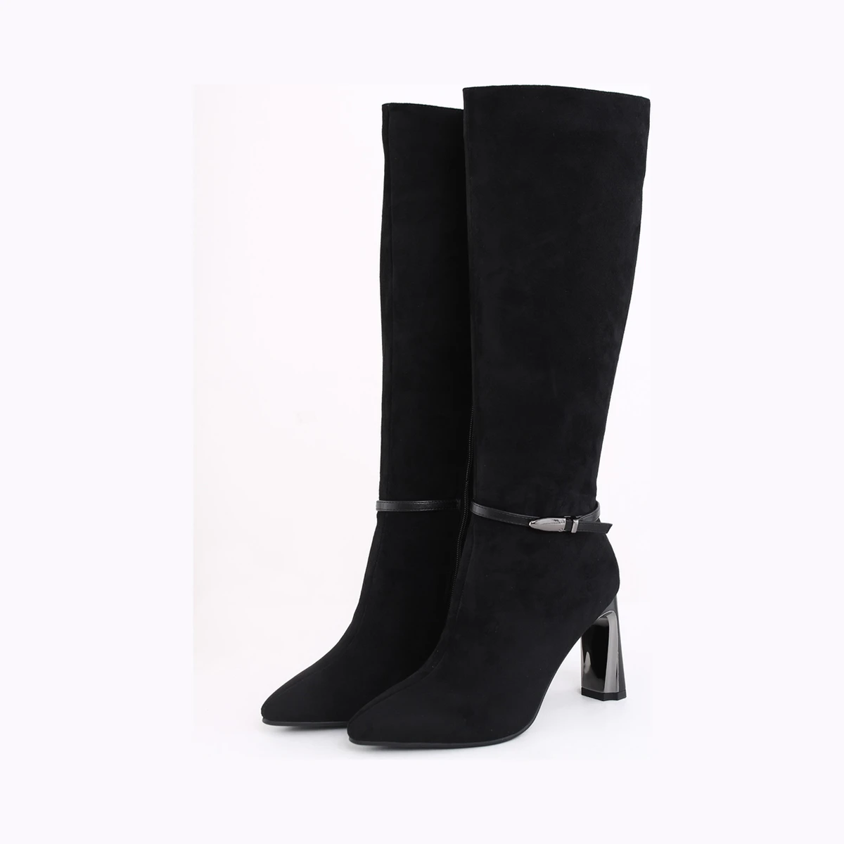 Redz Suede Knee High Boot in Black