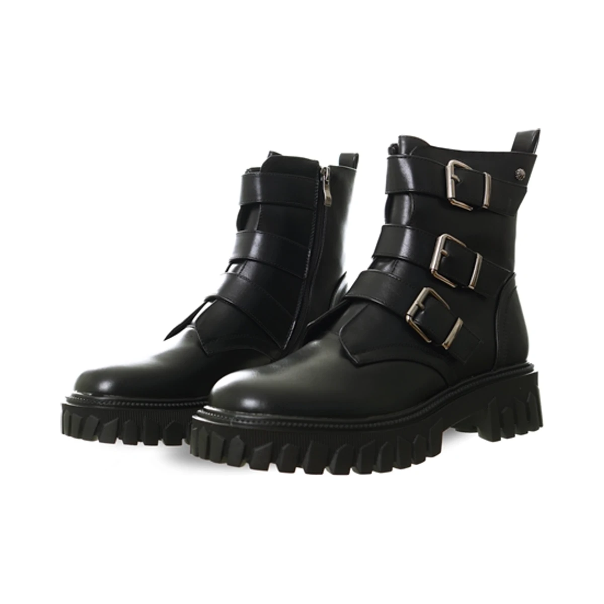 Redz Buckle Zip Up Boot in Black