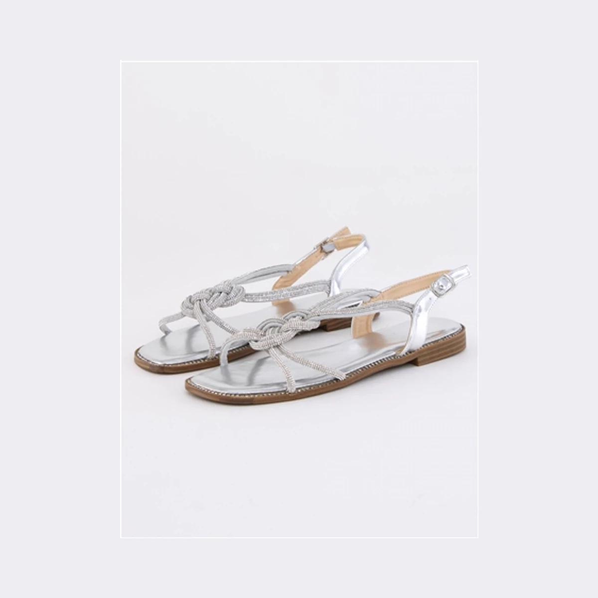 Truffle Diamante Strap Sandal in Silver