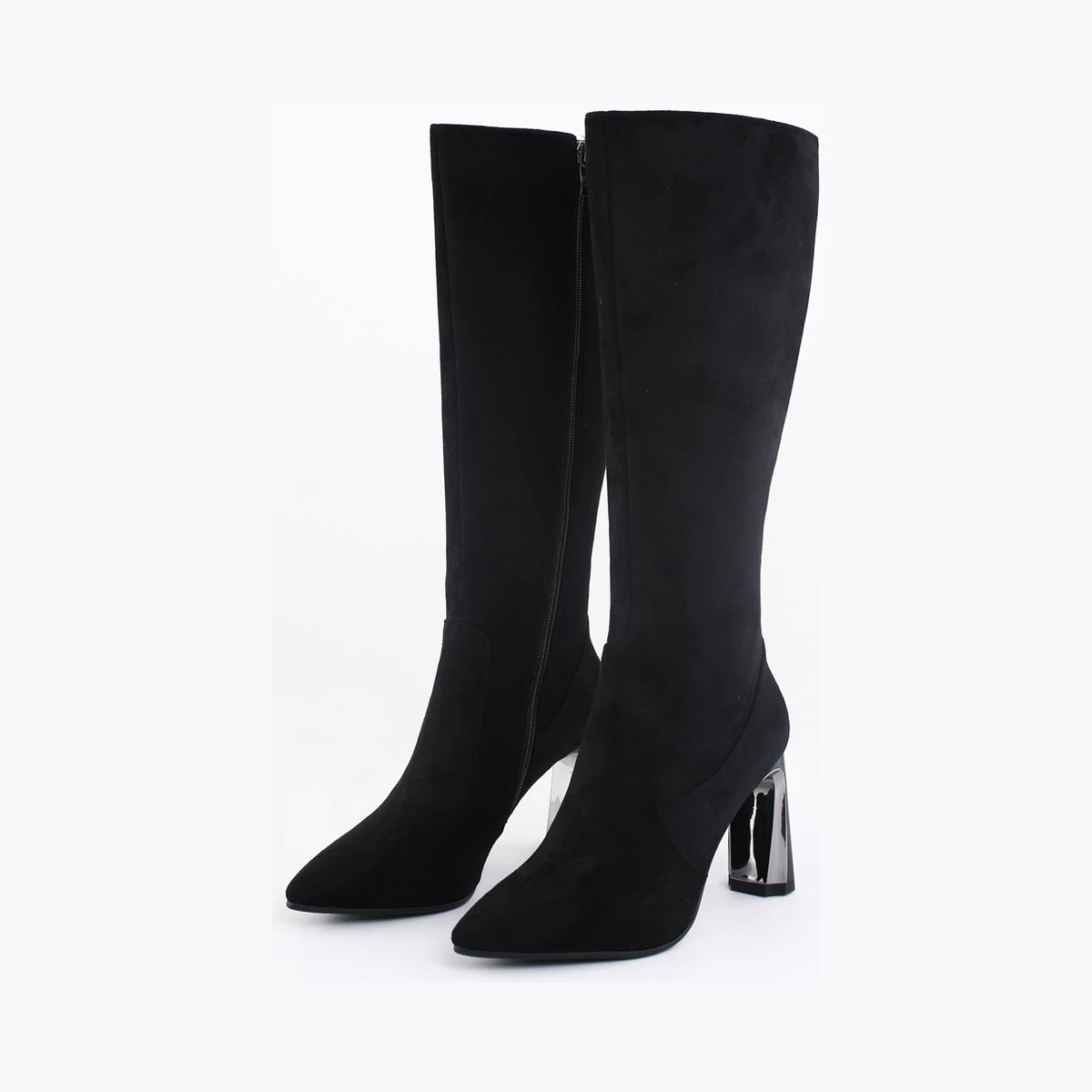 Redz Faux Suede Knee High Boot in Black