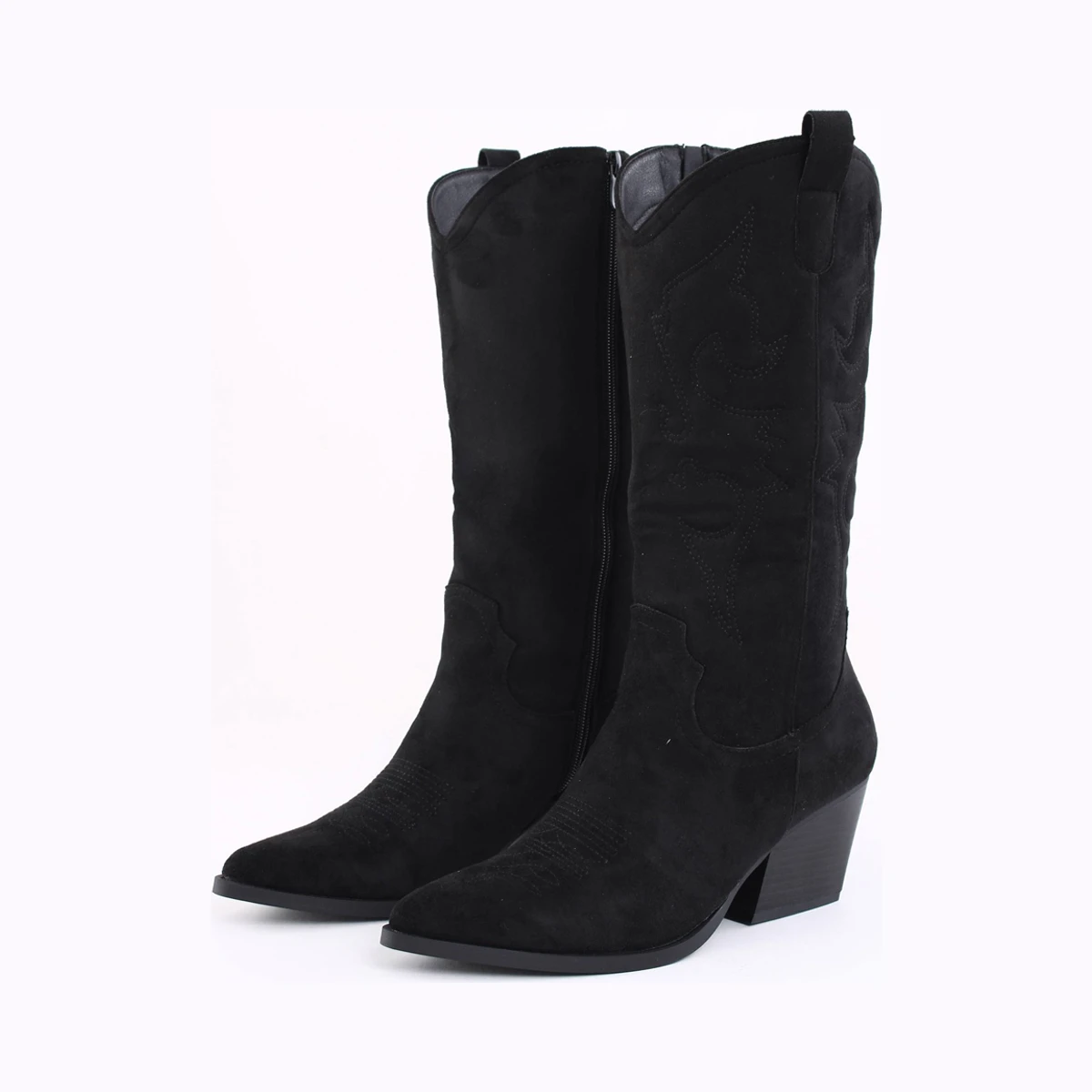 Krush Faux Suede Western Boot in Black