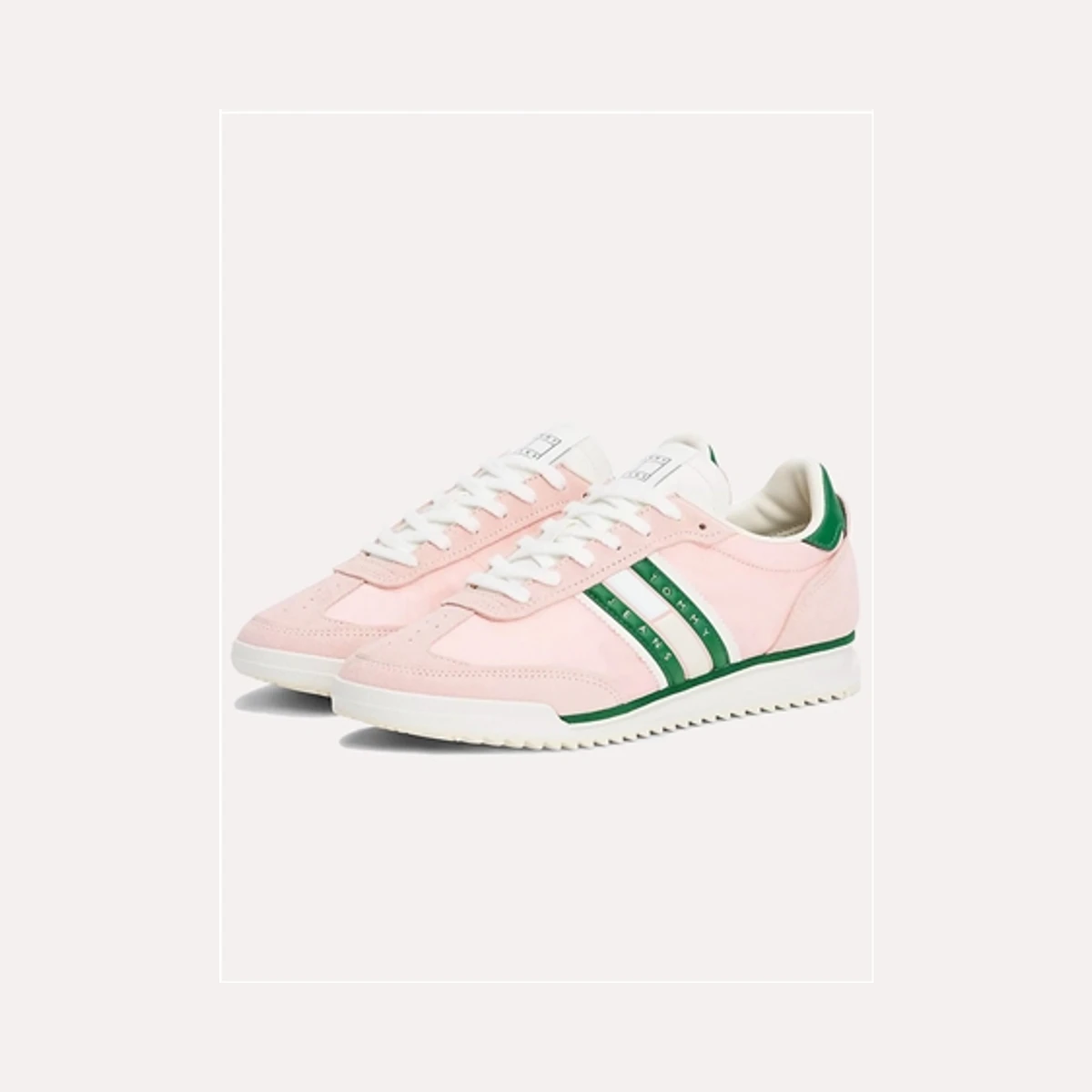 Tommy Jeans Leather Cleat Classic Runner Trainers in Pink