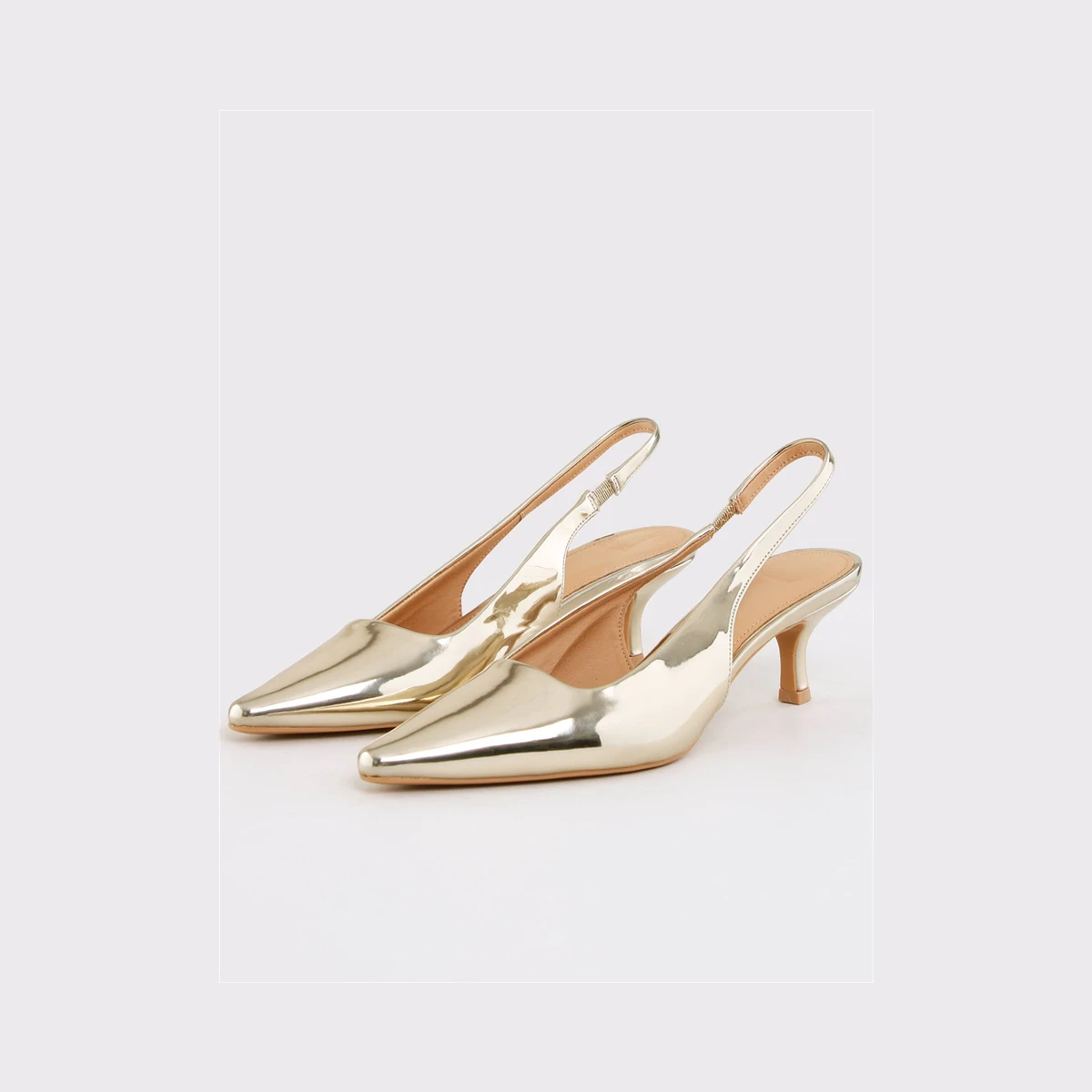 Truffle Pointed Toe Slingback Heel in Gold
