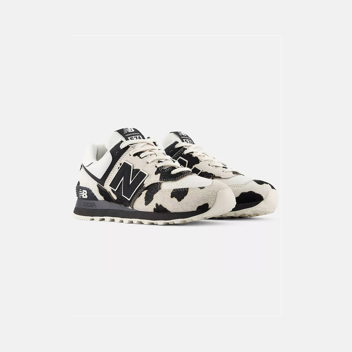 New Balance Cow Print 574 Shoes in Black