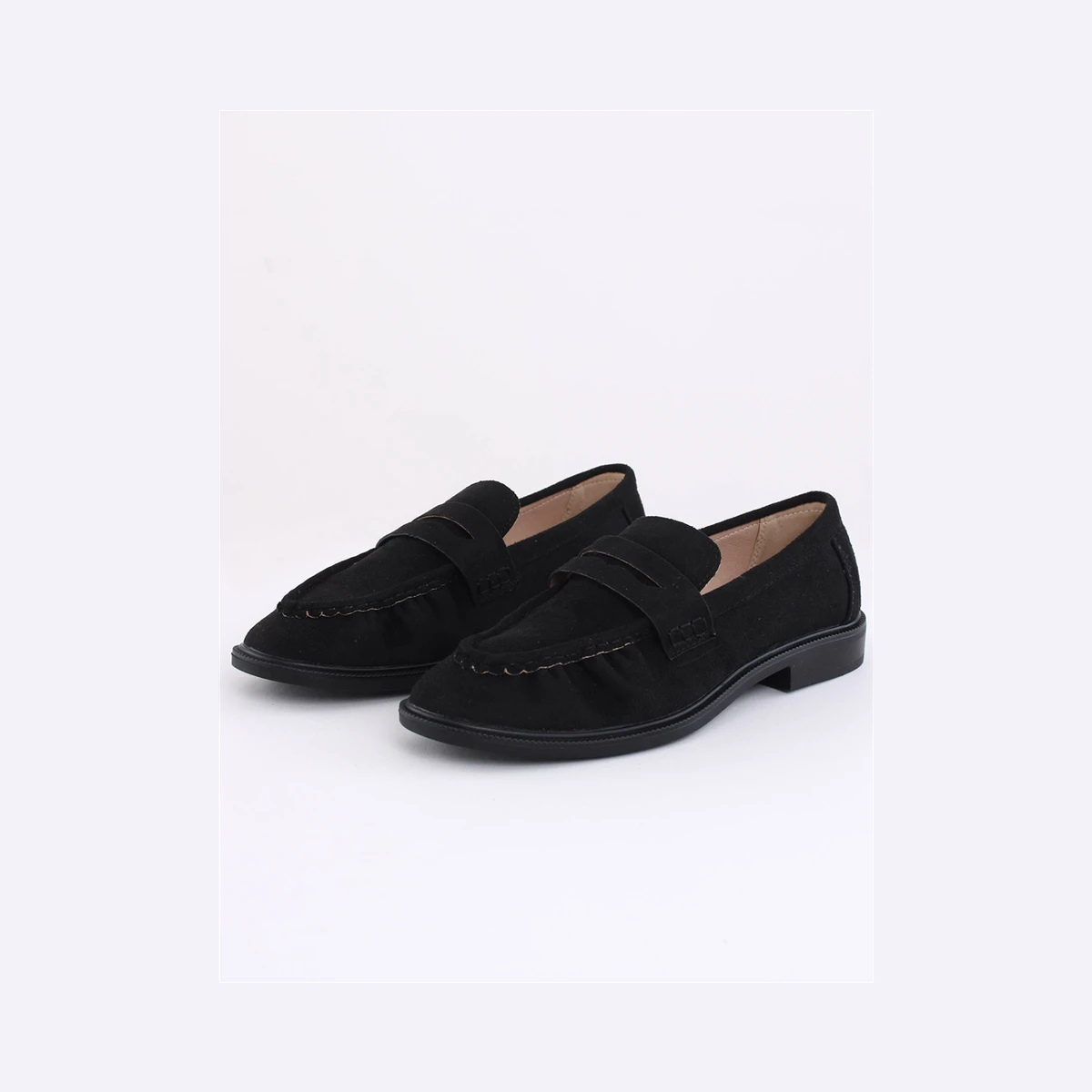 Truffle Faux Suede Loafer in Black
