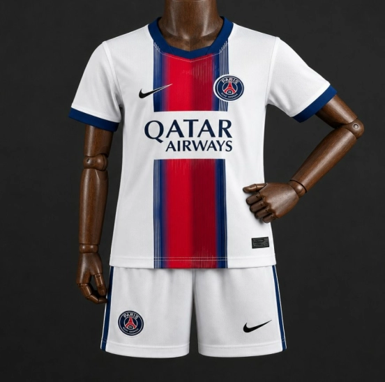 26/27 Kids Paris Saint-Germain White Away Jersey Kits