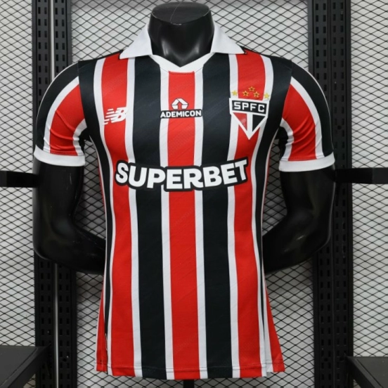 Player Version 26/27 São Paulo FC Away Red & Black Stripe With White Collar Jersey