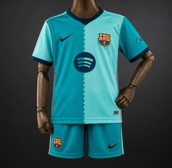 26/27 Kids Barcelona Teal Third Jersey Kit